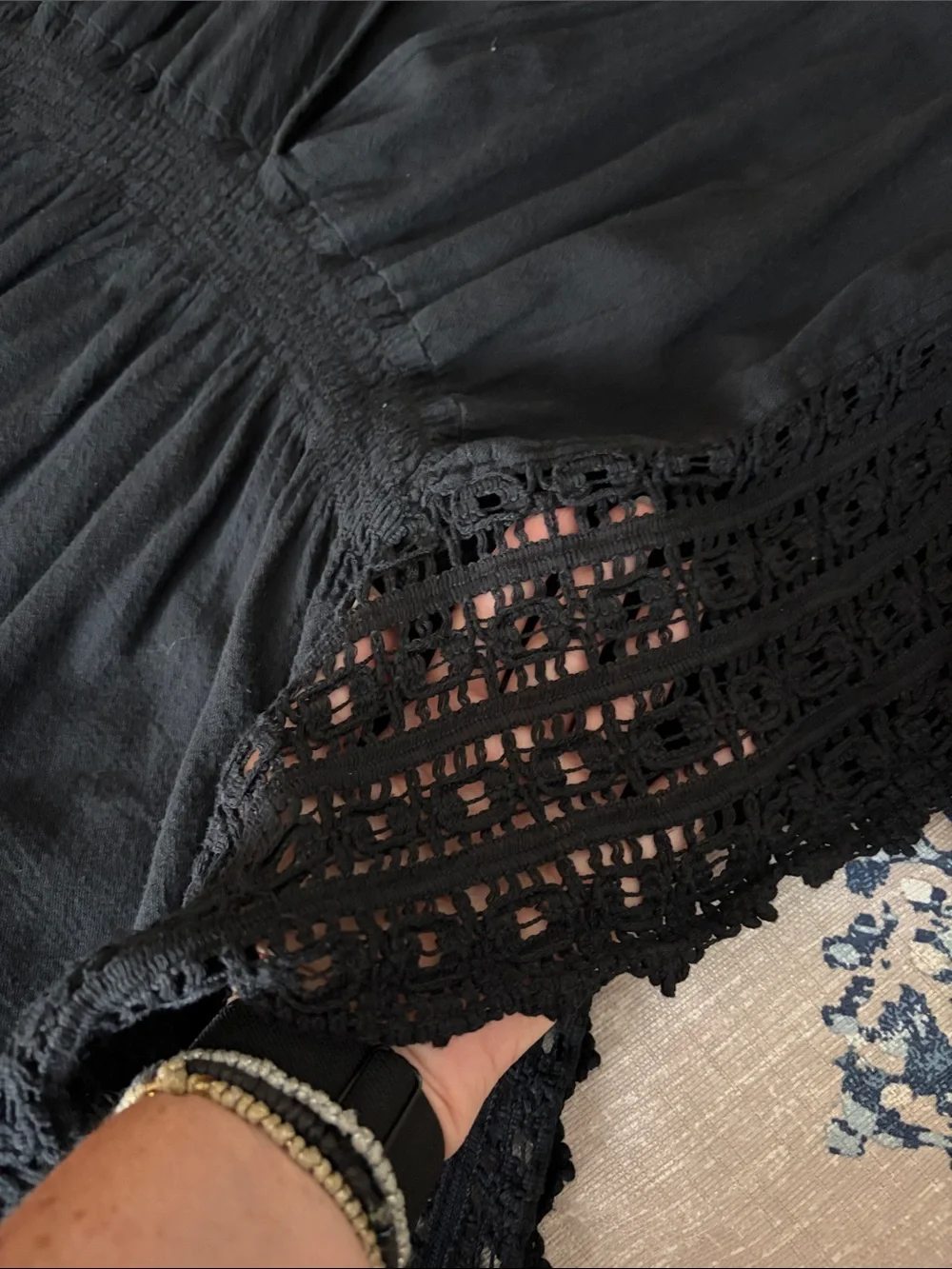 Black Crochet-Trim V-Neck Swim Coverup - Picture 3 of 4